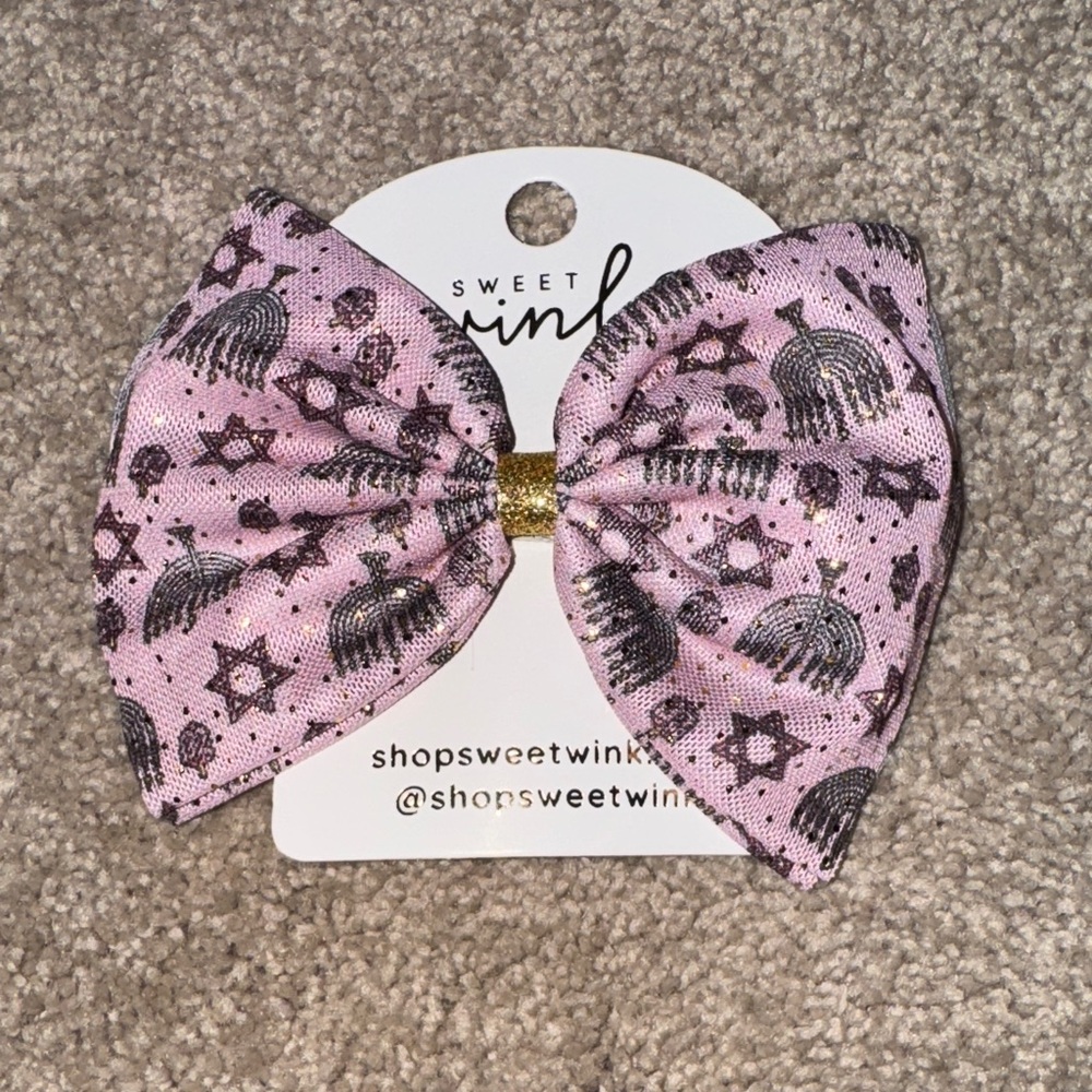 Sweet Wink Pink and Gold Starry Hair Bow